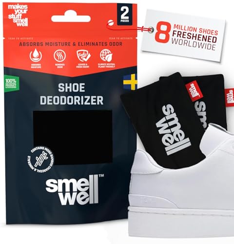 SmellWell - Scented Shoe Deodorizer Inserts - Odor Eliminators - Activated Bamboo Charcoal + Minerals - Natural Fresheners for shoes, bags, gloves - 2 x 1.8oz Original Size - Black Zebra - color: Black Zebra, size: 1 Count (Pack of 2)
