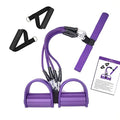 Pedal Resistance Band, 4-Tube Elastic Pull Rope, Sit-up Equipment, Yoga Strap Bodybuilding Expander, Exercise Bands, Fitness Equipment for Abdomen, Waist, Arm, Leg Stretching Slimming Training - color: Purple