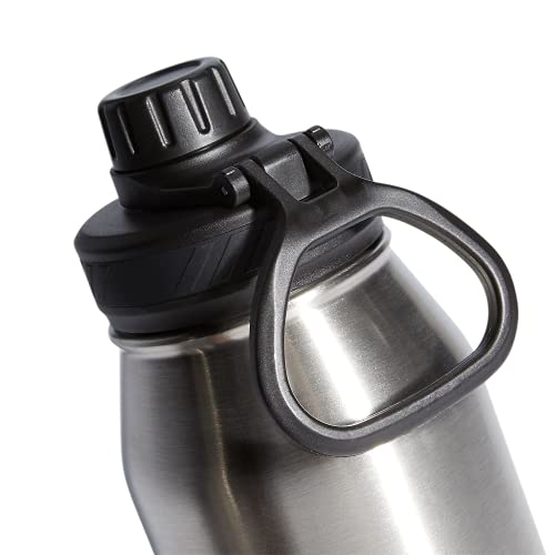 adidas Stainless Steel Metal Water Bottle 34 oz (1L) Screw Cap - color: Stainless Steel/Black/2