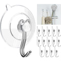 GLUIT Suction Cup Hooks - Utility Hook Wall Hangers for All Purposes Stainless Steel Removable Small Suction Cups for Kitchen Bathroom Shower Wall Window Glass Door 3 lbs (14 Suction Hooks) - size: Small, 14 pcs