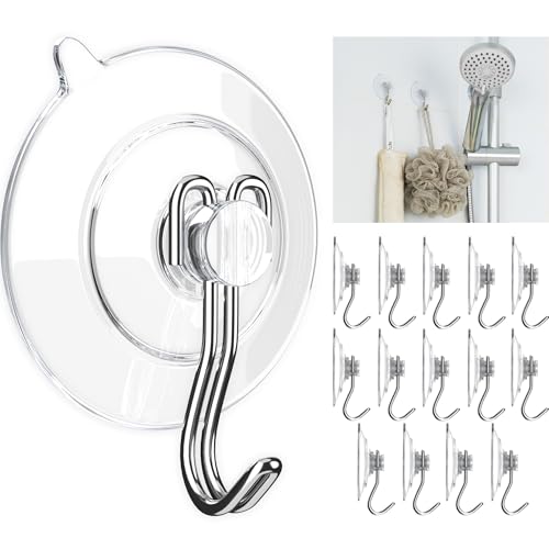 GLUIT Suction Cup Hooks - Utility Hook Wall Hangers for All Purposes Stainless Steel Removable Small Suction Cups for Kitchen Bathroom Shower Wall Window Glass Door 3 lbs (14 Suction Hooks) - size: Small, 14 pcs
