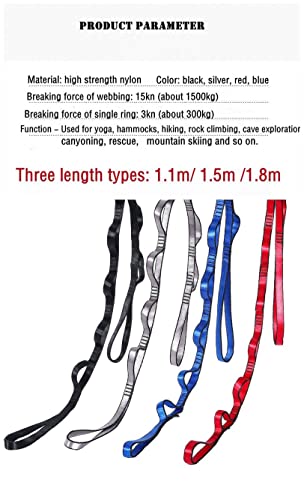 2Pcs Adjustable Anti-Gravity Chrysanthemum Swing Flying Stretch Belt Rope Climbing Daisy Chains Extension Yoga Belt Hanging - color: Black, size: 1.8M