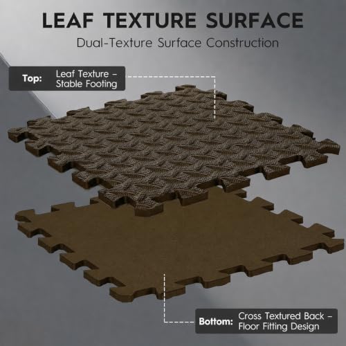 18pcs Puzzle Exercise Mat, 12.6"x12.6"x0.4", 18sqft EVA Interlocking Foam Floor Tiles, Protective, Water-Resistant Flooring for Home Gym & Workout Equipment - color: Cocoa Brown