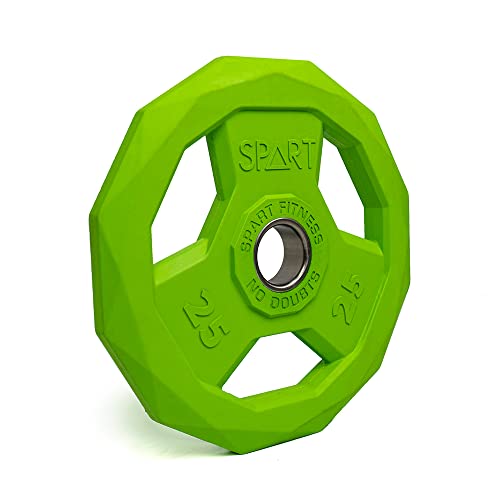 SPART Color Coded Weight Plate 2-Inch Rubber Coated Olympic Grip Plate for Barbell, Solid Cast Iron Weight Plates for Strength Training, Weightlifting, Crossfit, Home Gym, 2.5LB/5LB/10LB/25LB/35LB/45LB, Pair - color: 25LB-SINGLE