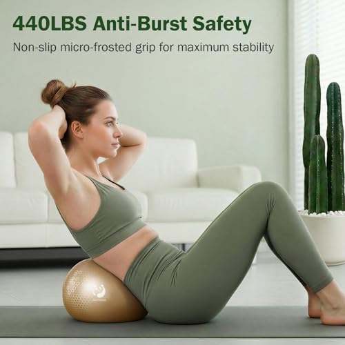 Slim Panda Pilates Ball, 9 Inch Small Exercise Ball, Anti Burst Mini Yoga Ball for Stability, Workout, Barre, Core Strength, Physical Therapy, Balance, Stretching - color: Rose Gold