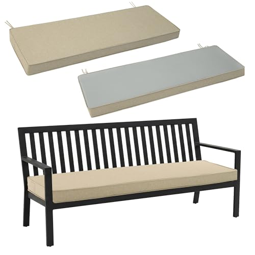 Outdoor Bench Cushion, Water-Resistant & Fade-Resistant, Porch Swing Cushions with Ties, Patio Furniture Seat Pads for Garden Loveseat Settee, Removable Cover Non-Slip Bottom, 45 x 16 Inch, Natural - color: Natural, size: 45" x 16" 1 Pack