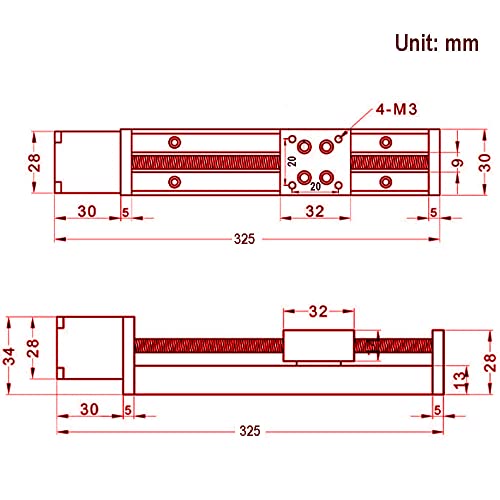 1PCS 250mm Effective Stroke Length Mini Linear Rail Guide Slide Actuator T6x1 Lead Screw with NEMA11 Stepper Motor for DIY CNC Router Parts X Y Z Linear (Size:250mm) - size: 250mm