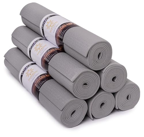 Voyage 5mm Studio Yoga Mats, 6 Pack, 72x24in - color: Cool Gray