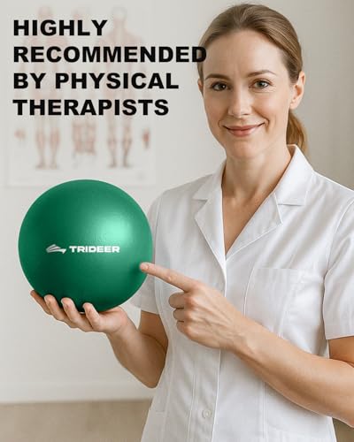 Trideer Exercise Balls Physical Therapy, 9 Inch Pilates Ball Between Knees for Physical Therapy, Mini Exercise Ball - Yoga Ball, Small Workout Balls for Core Strength and Back Support with Guide - color: Green(With Inflation Straw)