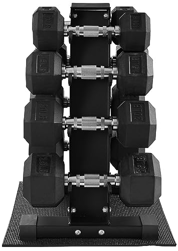Fitvids Rubber Coated Hex Dumbbell Set with Storage Rack, 100/150/200/550 LB Hand Weight Set with Anti-Slip Grip for Home Gym - size: 100LBS Dumbbell Set