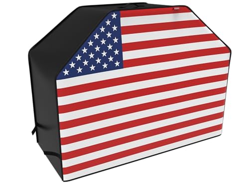 52" Heavy Duty Waterproof Gas Grill Cover fits Weber Char-Broil Coleman Gas Grill (52"x22"x40") Black, American Flag. - color: American Flag, size: 52"