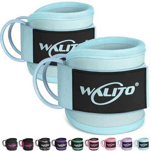 WALITO Gym Ankle Straps for Cable Machines Women & Men - Glute Kickback Ankle Cuff, Adjustable Cable Machine Accessories for Leg Extensions, Hip Abductors & Lower Body Workouts - color: Pair-Macaron Blue
