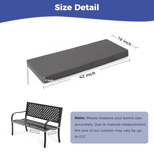 IPYNBAP Outdoor Bench Cushions for Outdoor Furniture, 42x18x3 Inch, Waterproof Bench Pillow, Fade Resistant Long Bench Seat Pads for Garden, Indoor, Porch Swing, Dark Grey - color: Dark Grey, size: 42×18×3 Inch