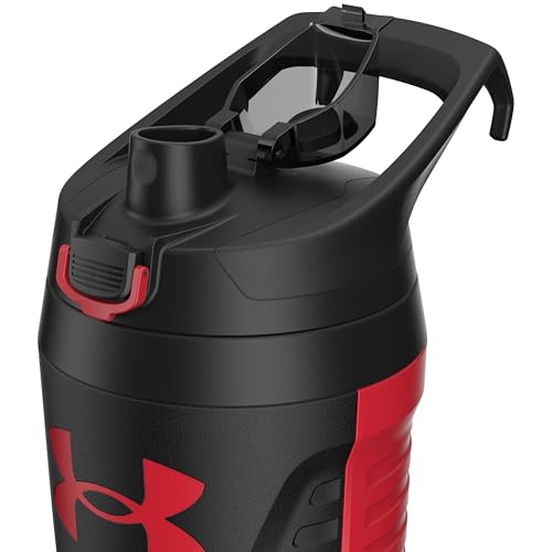 Under Armour 32 oz Insulated Water Bottles - Sports Water Jug with Fence Hook, Leak Resistant for Baseball, Football & More, 32 oz Insulated, Red/Black - color: Red/Black, size: 32 Ounces