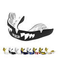OPRO Instant Custom-Fit Mouthguard – Dentist Level Gum Shield Adult and Kids – OPRO Mouth Guard Boxing and MMA, Self-Fit Gum Shield Rugby – Maximum Protection with Dental Warranty (Black/White/White) - color: Black Jaws - Black/White/White, size: Adult (1