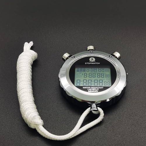 Digital Stopwatch Timer Stop Watch Stopwatch for Sports Competition - color: 100 Lap Metal