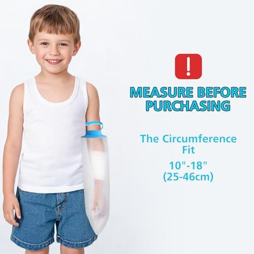 Asunby Kids Arm Cast Cover for Shower Bath Teens Waterproof and Watertight Cast Bandage Protector Bag for Broken Surgery Wound Arm, Hands, Wrists,Protector Bag (Half Arm-18.9") - size: Kids Arm-Half
