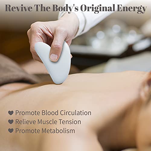 Rena Chris Guasha Massage Tool, 4 pcs Gua Sha Facial Tool, Guasha Board for SPA Acupuncture Therapy Trigger Point Treatment, Gua Sha Scraping Massage Tool (White) - color: White