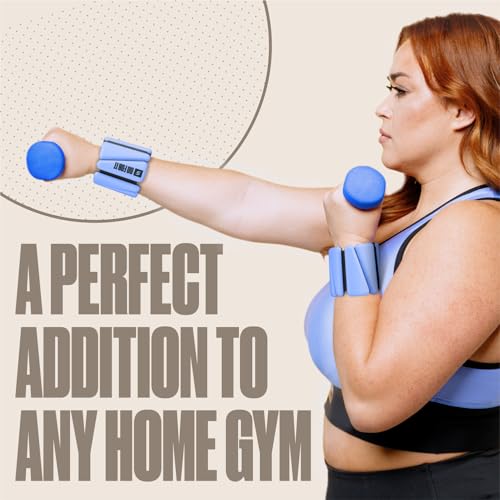 SPORTBIT Wrist and Ankle Weights for Women - Set of 2 (1lb Each) Wearable Ankle & Wrist Weights - Leg & Arm Bands, Silicone Weighted Bracelets for Workout, Walking, Running, Yoga, Pilates - color: Light Blue