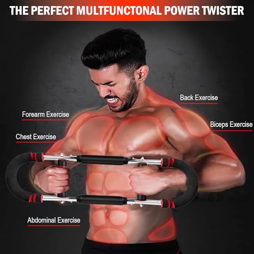 Latest-Gen Twister Arm Trainer, Adjustable Power Spring Workout Bar, Forearm Triceps Chest Exerciser Strengthener, Detachable Portable Home Fitness Equipment for Enhancing Upper Body Muscle - style: 80-110lbs