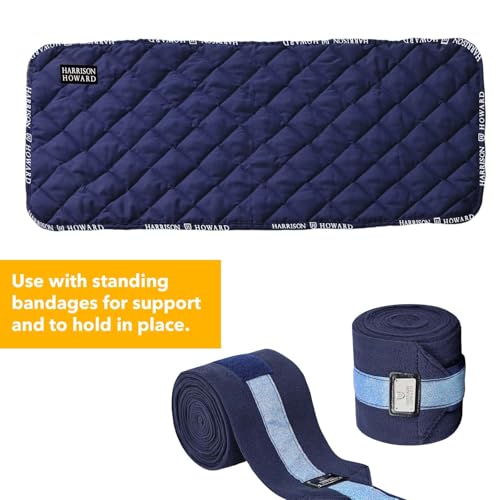 Harrison Howard Quilted Horse Leg Wraps, Standing Wraps for Horses Stable & Recovery, Soft Padded Horse Bandage Liners-Navy M - color: Navy, size: Medium