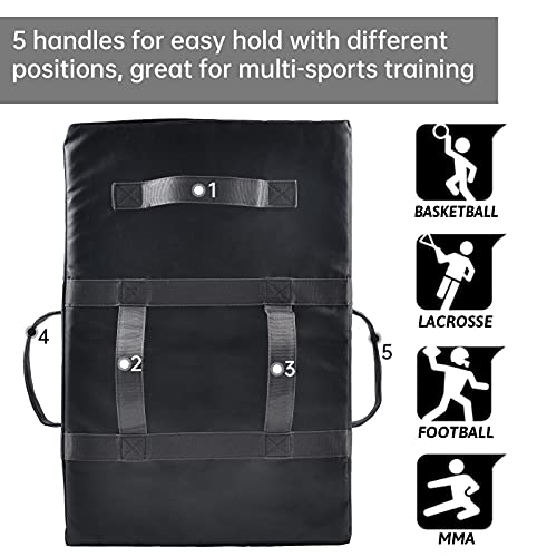 Kapler Football Blocking Pad Kicking Shield for Basketball Martial Arts Training - High Density Foam 5 Handles Strike Dummy for Lacrosse Hockey MMA Sports - 24x16inch