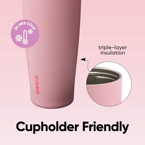 Owala FreeSip Tumbler Stainless Steel Water Bottle 40 oz Angel Food Cake | Triple-Layer Insulation | Leak-Proof Lid with Push-Button | Double Threaded Lid for Left and Right-Handed Drinking - color: Angel Food Cake, size: 40 Ounces