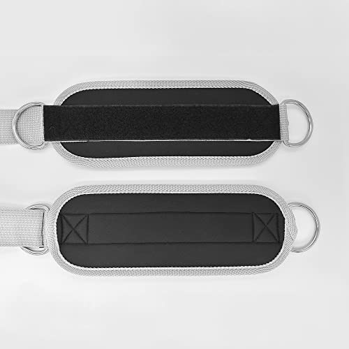 Fitness Ankle Straps for Cable Machines, 2 Pack Comfortable Adjustable Padded Ankle Wrist Cuffs, Kickback Glute Workouts for Men Women, D-Ring Leg Straps with Neoprene Padding - color: grey