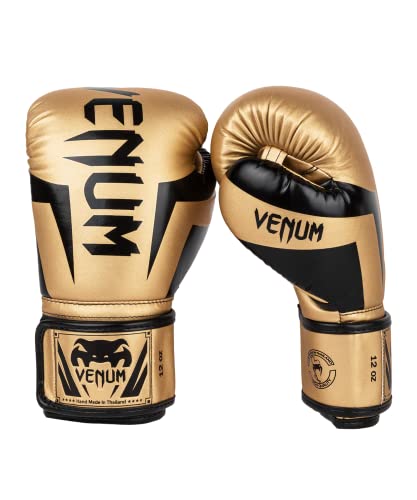 Venum Elite Boxing Gloves - color: Gold/Black, size: 12-Ounce