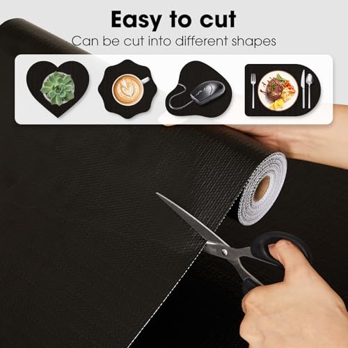 Drawer and Shelf Liner, Non-Slip Kitchen Cabinet Liners Non-Adhesive Thick Strong Grip Waterproof Washable Mats Protect Dresser Shelves Cupboard Bathroom Cabinets, Black, 12 in X 10 FT - color: Black, size: 11.8"W x 118"L