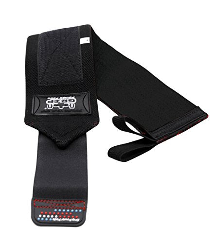 Grip Power Pads Wrist Wraps 2 Wraps for Weight Lifting Wrist Support Cotton Wraps Gym Bandage Straps for Men & Women Premium Quality & PRO Rubber - color: Jet Black, size: 18""