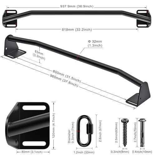 Kipika Heavy Duty Wall Mounted Doorway Pull Up Bar, Multifunctional Chin Up Bar, Portable Fitness Door Bar, Body Workout Home Gym System - color: Straight Type
