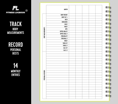 Fitness Logbook (Lime) - A5 Undated Workout Journal For Men & Women - Plastic Cover & Thick Paper - Planner Log Book To Track Weight Loss, Muscle Gain, Gym Exercise, Bodybuilding Progress - style: Lime Plastic
