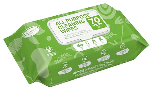 Air Jungles All Purpose Cleaning Wipes 70 Count, XL 8x10 Inch | Heavy Duty for Car Interior, Kitchen, Bathroom, Gym Equipment, Tools, Non-Toxic Safe For Multi-Surface - size: 70 Count (Pack of 1)