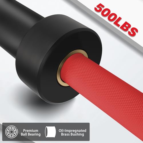 7ft Olympic Barbell for Strength Training, Olympic Weightlifting | 500 700 1000LBS Capacity, 2 Inch 45lb Weight Bar for Squat, Home Gym Fitness Equipment, Bench Press, Deadlift, Powerlifting - color: Red-500LBS