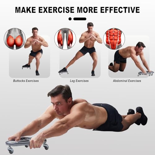 HOTWAVE Ab Roller Wheel for Core Workout – Extra-Wide Ab Exercise Equipment for Abs, Arms & Back – Stable & Quiet Fitness Roller for Home Gym Strength Training – Includes Knee Pad – For Men & Women - style: roller-gray
