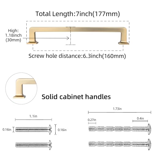 10 Pack 6-1/4 inch Champagne Bronze Kitchen Cabinet Handles Cabinet Pulls Gold Drawer Pulls Kitchen Cabinet Hardware Dresser Handles - color: Champagne Bronze, size: 6-1/4" Hole Center（160mm）