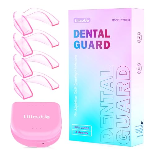 Anti Grinding Guard, Transparent Pink, Large (4 Pack), Mouth Guards - size: Large (4 Pack)