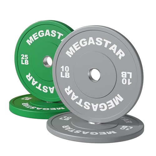 Olympic Bumper Plates, 2-Inch Rubber Weight Plates Set – Color-Coded Heavy Duty Bumper Plates for Home Gym, Strength Training & Weight Lifting - size: 70LBS SET(10LBSx2,25LBSx2)
