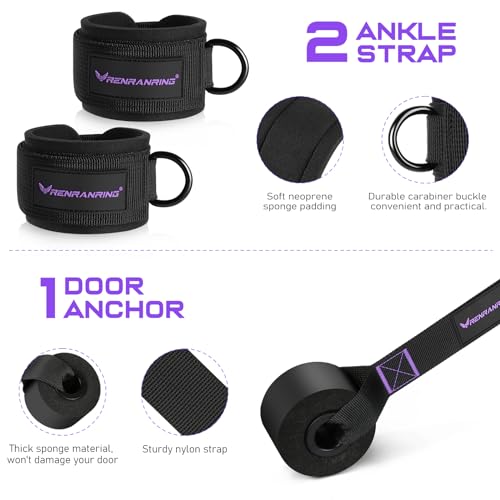 Pilates Bar Kit with 6 Latex Resistance Bands, Adjustable Exercise Bar - color: Purple