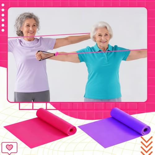 2 Pcs Resistance Band with Handles Chair Exercise Equipment for Seniors Physical Therapy Band Gifts for Elderly Women Rehab, Physical, Grandma, Grandpa - color: Rose Red,Purple