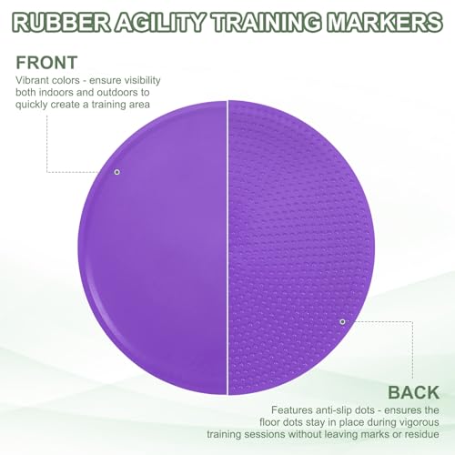 Spot Markers, Poly Spot Marker for Agility Training Floor Dots Non Slip Flat Field Cones - color: Purple, size: 10 cm/3.9inch