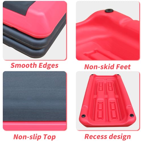 Aerobic Stepper, Adjustable Workout Aerobic Stepper in Fitness & Exercise Step Platform Trainer with 2 Risers