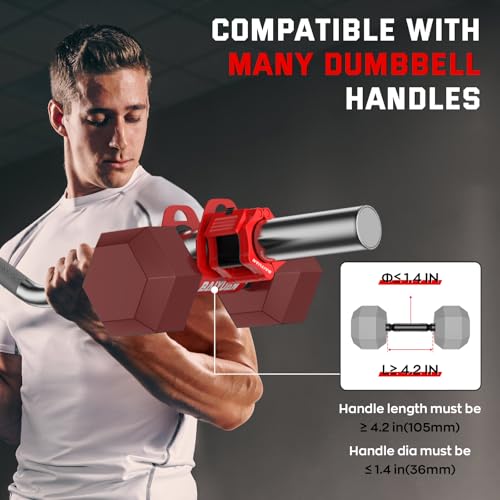 Home Gym Clips, Convert Dumbbells to Barbell, Turn Bars into Landmines, T-Bar Row with Any Grip, Hook Dumbbells on Dip Belts, Versatile Weightlifting Accessory for Olympic - color: Red, size: Olympic 2", Single