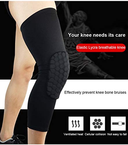 PISIQI Knee Pads Compression Pads Long Leg Sleeve Collision Avoidance Brace Protection Knee Sleeve for Basketball Football Volleyball Cycling (1 Pair) - color: Black, size: XX-Large