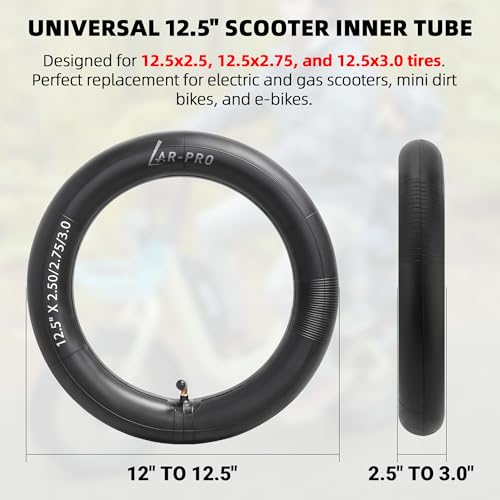 AR-PRO 12.5 x 2.5/2.75/3.0 Scooter Inner Tubes with TR87 Angled Valve Stems – Heavy-Duty Tubes Compatible with Razor Pocket Mod, MX350, MX400, Schwinn GT, Currie, and Mini Dirt Bikes (2-Pack) - size: 12.5x2.5/2.75/3.0 (TR-87) without Levers