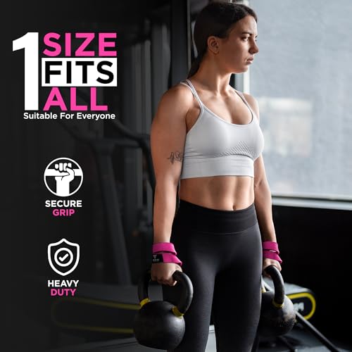 WYOX Figure 8 Lifting Wrist Straps for Weightlifting – Heavy Duty Padded Neoprene Wrist Support, Powerlifting & Strength Training Lift Straps for Deadlifts, Pull Ups, Rows, Shrugs, Gym Training Hand Grip Support for Bodybuilding - color: Pink, size: Stand