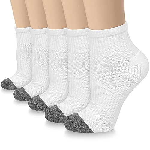 5 Pairs Copper Compression Socks for Women & Men - Ankle Plantar Fasciitis Arch Support Running Socks for Athletic - color: 04 a White, size: Small-Medium