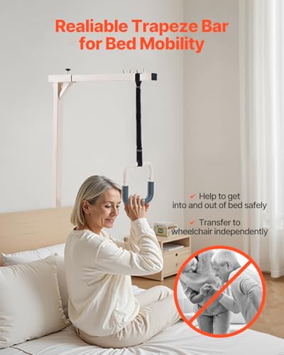 VEVOR Trapeze Bar for Bed Mobility, Heavy-Duty Steel Free Standing Trapeze Bar 250 LBS Weight Capacity, Hospital Bed Pull Up Assist for Elderly & Disabled, Ideal for Hospitals, Nursing Home, Home Care