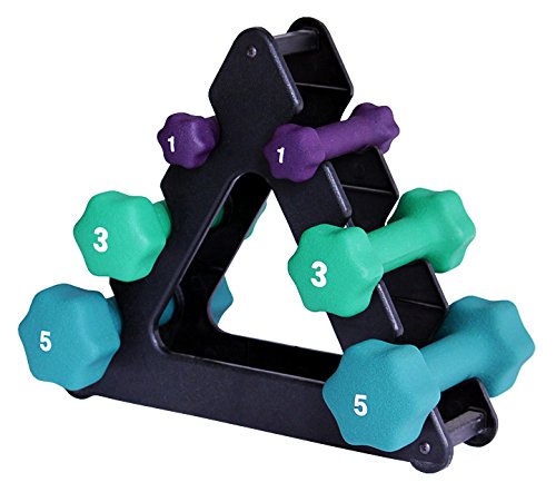 Ader Neoprene Dumbbell Set - color: Neoprene DBS w/ 3 Pair Rack (1,3,5 LBS)